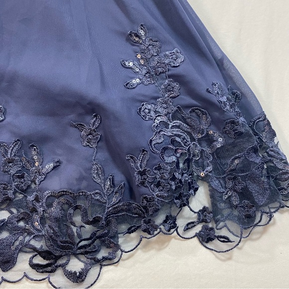 J.J’s House Mother of Bride Dress formal Women 42 bust floral appliqué Sheer Top - Picture 5 of 16